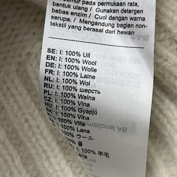 Fjallraven Sweater Womens XS Cream Ovik Cable Knit Turtleneck 100% Wool - Picture 8 of 11